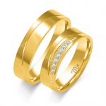Płaskie Złote Obrączki 5mm z Diamentami pr.585