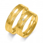 Płaskie Złote Obrączki 5,5mm z Diamentem pr.585
