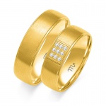 Matowane Złote Obrączki 5mm z Brylantami pr.585