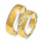 Dwukolorowe Złote Obrączki 5mm z Diamentami pr.585