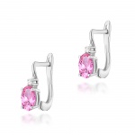 Złote Kolczyki 585 Topaz Różowy 1,00ct Diamenty