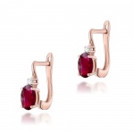 Złote Kolczyki 585 Rubin 1,20ct Diamenty