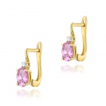 Złote Kolczyki 585 Szafir Różowy 0,90ct Diamenty