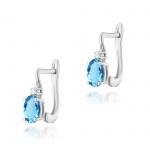 Złote Kolczyki 585 Topaz 1,00ct Diamenty