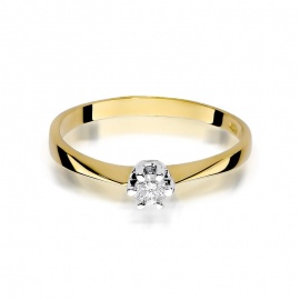 Pierścionek W0036 Diament 0,10ct żółte złoto
