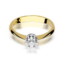 Pierścionek W0036 Diament 0,23ct żółte złoto