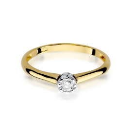 Pierścionek W0042 Diament 0,13ct żółte złoto