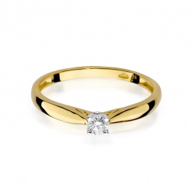 Pierścionek W0045 Diament 0,10ct żółte złoto