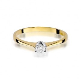 Pierścionek W0047 Diament 0,10ct żółte złoto