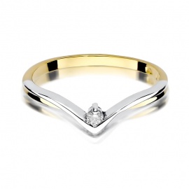 Pierścionek W0051 Diament 0,04ct żółte złoto