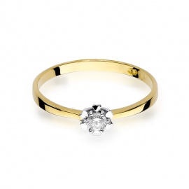 Pierścionek W0053 Diament 0,10ct żółte złoto