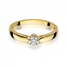 Pierścionek W0061 Diament 0,10ct żółte złoto