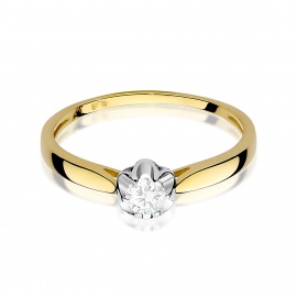 Pierścionek W0062 Diament 0,15ct żółte złoto