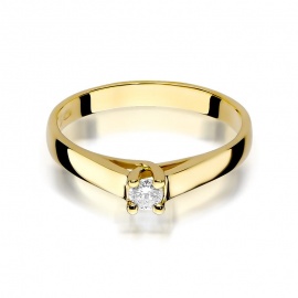Pierścionek W0070 Diament 0,10ct żółte złoto