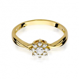Pierścionek W0072 Diament 0,10ct żółte złoto