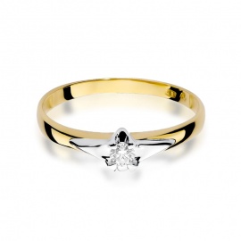 Pierścionek W0088 Diament 0,08ct żółte złoto