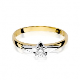 Pierścionek W0088 Diament 0,12ct żółte złoto