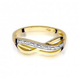 Pierścionek W0090 z diamentami żółte złoto