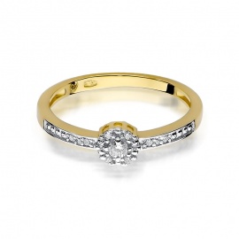 Pierścionek W0091 Diament 0,04ct żółte złoto