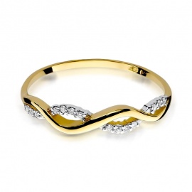 Pierścionek W0096 z diamentami żółte złoto
