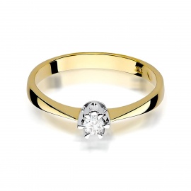 Pierścionek W0111 Diament 0,10ct żółte złoto