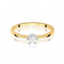 Pierścionek W0111 Diament 0,15ct żółte złoto