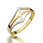Pierścionek W0114 z diamentami żółte złoto