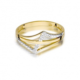 Pierścionek W0114 z diamentami żółte złoto