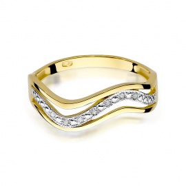 Pierścionek W0116 z diamentami żółte złoto