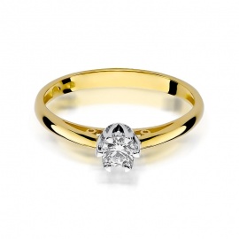 Pierścionek W0133 Diament 0,15ct żółte złoto