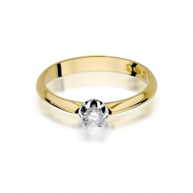 Pierścionek W0134 Diament 0,10ct żółte złoto
