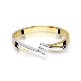 Pierścionek W0137 Diament 0,04ct żółte złoto