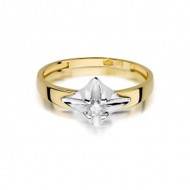 Pierścionek W0155 Diament 0,12ct żółte złoto