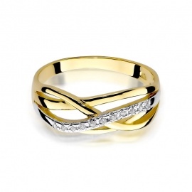 Pierścionek W0157 z diamentami żółte złoto