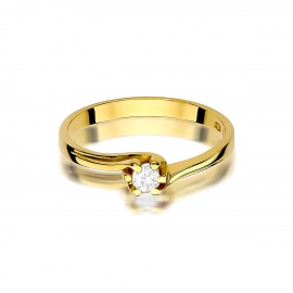 Pierścionek W0163 Diament 0,10ct żółte złoto