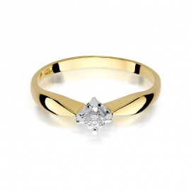 Pierścionek W0171 Diament 0,12ct żółte złoto