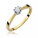 Pierścionek W0173 Diament 0,15ct żółte złoto