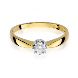 Pierścionek W0173 Diament 0,15ct żółte złoto