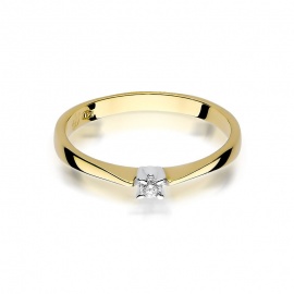 Pierścionek W0175 Diament 0,03ct żółte złoto