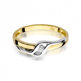 Pierścionek W0178 Diament 0,04ct żółte złoto