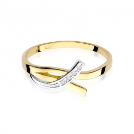 Pierścionek W0179 z diamentami żółte złoto