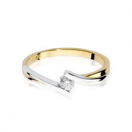 Pierścionek W0180 Diament 0,10ct żółte złoto
