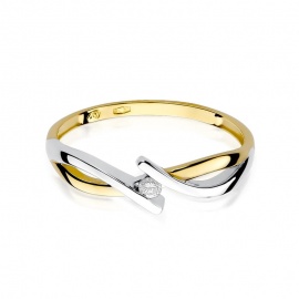 Pierścionek W0191 Diament 0,04ct żółte złoto