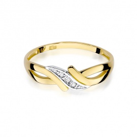 Pierścionek W0192 z diamentami żółte złoto