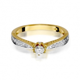 Pierścionek W0202 Diament 0,15ct żółte złoto