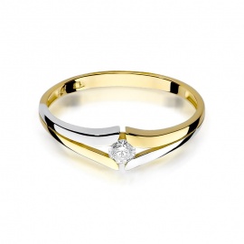 Pierścionek W0207 Diament 0,10ct żółte złoto