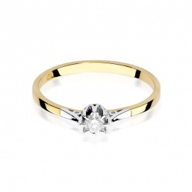 Pierścionek W0209 Diament 0,10ct żółte złoto