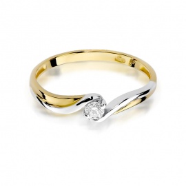 Pierścionek W0211 Diament 0,10ct żółte złoto