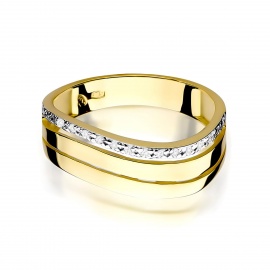 Pierścionek W0214 z diamentami żółte złoto