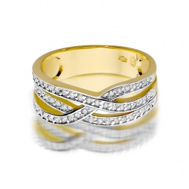 Pierścionek W0215 z diamentami żółte złoto